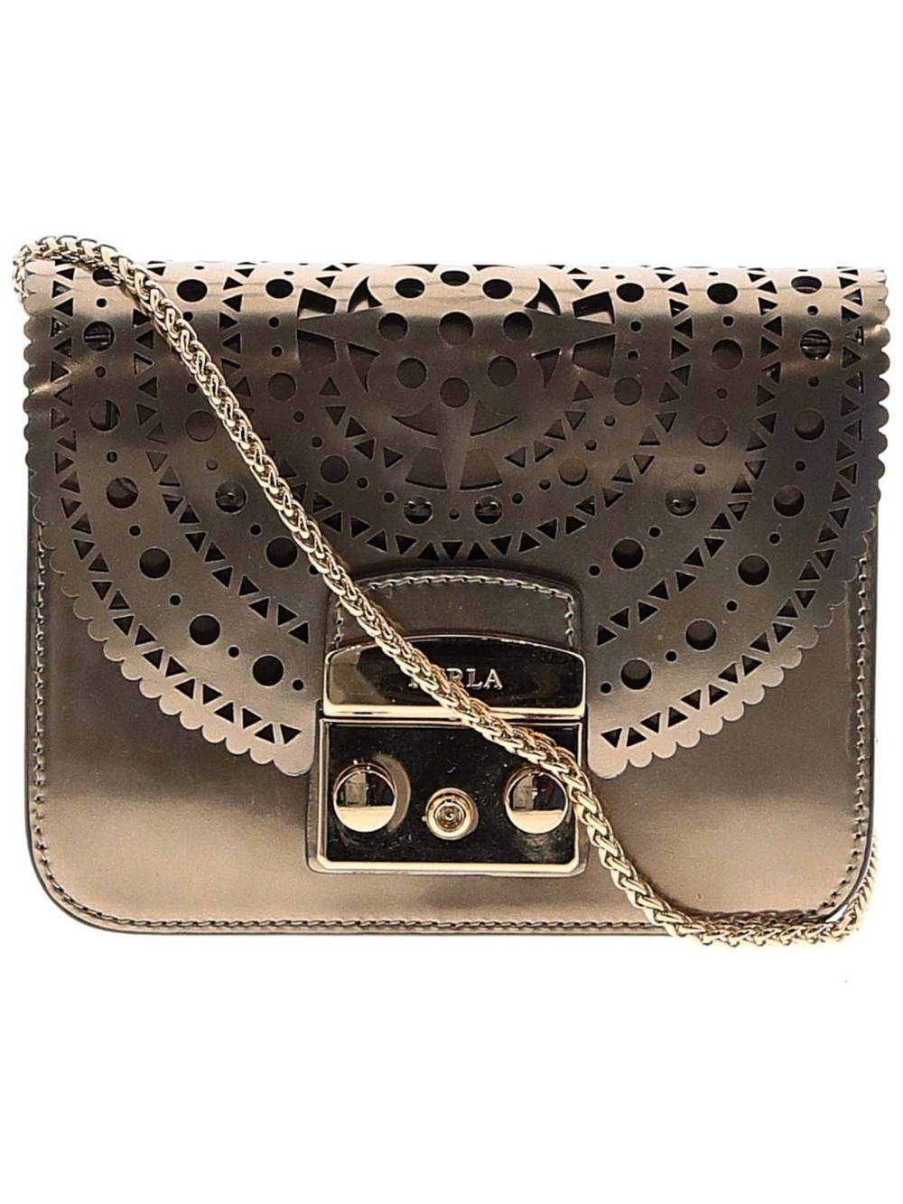 Furla metropolis bolero bronze laser cut crossbody bag